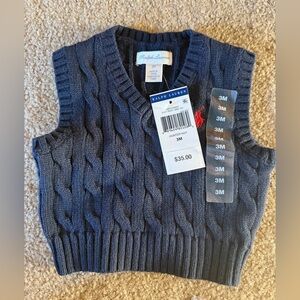 Ralph Lauren baby Cable Knit Sweater Vest - navy blue NWT